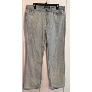 LRL Lauren Jeans Co. Womens Straight Leg Jeans Blue High Rise Light Sand Wash 12
